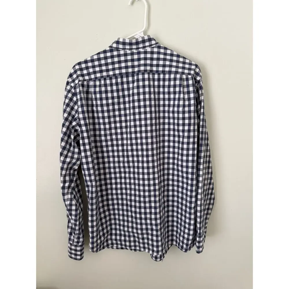 J. Crew | White/Blue Poplin Gingham 2-Ply 100% Cotton Preppy Button Down Shirt